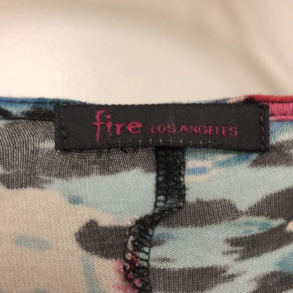 Fire cotton blend, stretchy, low-cut, floral, print, great over cami, some wear - Picture 2 of 4